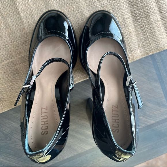 SCHUTZ Zayne Mary Jane Platform Pump in Black Patent Size 9.5 NWOT - Picture 7 of 16